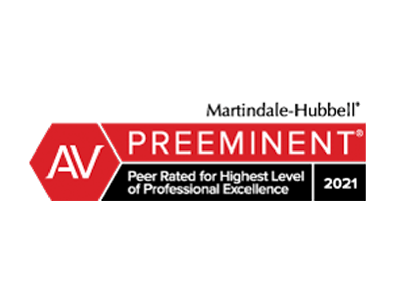Martindale-Hubbell | AV preeminent | Peer Rated For Highest Level of Professional Excellence 2021